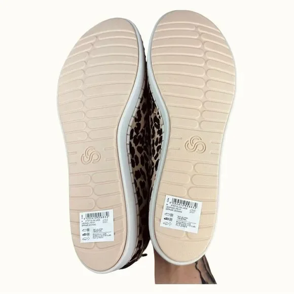 Clarks Cloudsteppers Slip On Shoes Leopard Print NWT 9 Wide - Picture 5 of 5